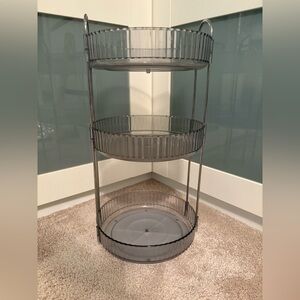 Rotating 3 Tier Make Up Skincare Organizer Grey Silver